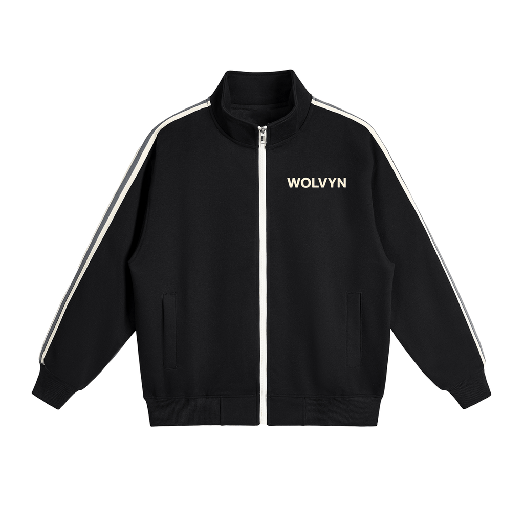 Contrast Side - Stripe Stand Collar Jacket - Wolvyn Apparel