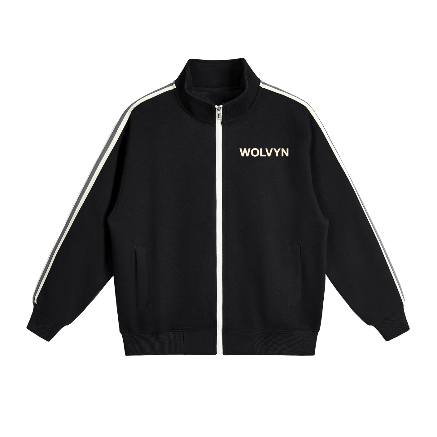 Contrast Side - Stripe Stand Collar Jacket - Wolvyn Apparel