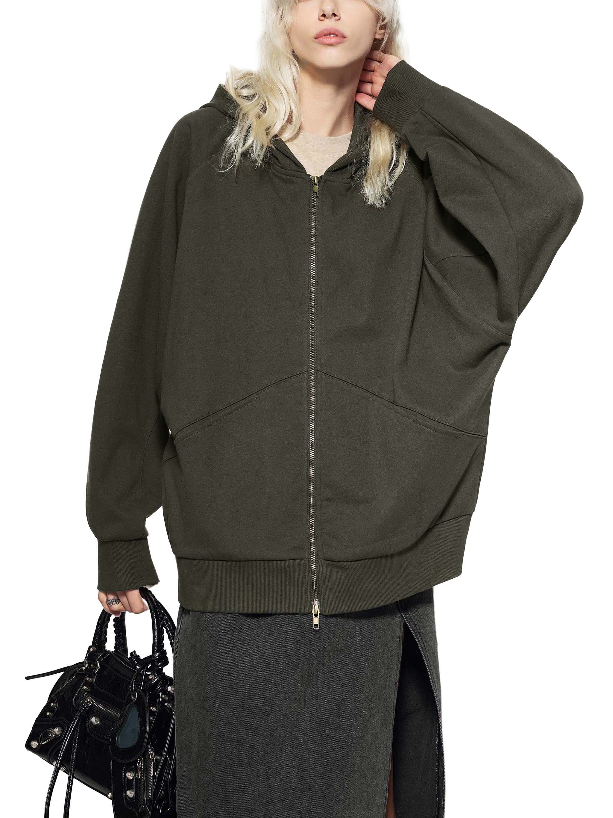 Dolman Sleeve Zip - Through Fleece Hoodie - Wolvyn Apparel