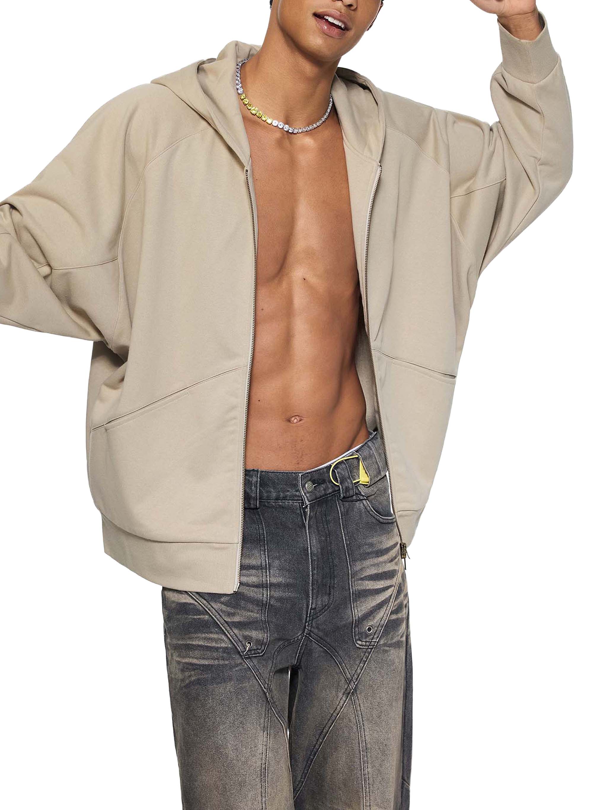 Dolman Sleeve Zip - Through Fleece Hoodie - Wolvyn Apparel