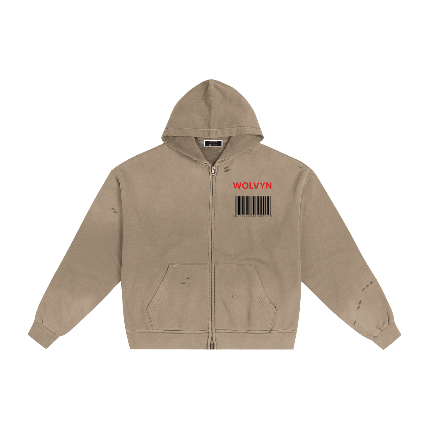 Hand - Frayed Sunfade Zip Hoodie - Wolvyn Apparel