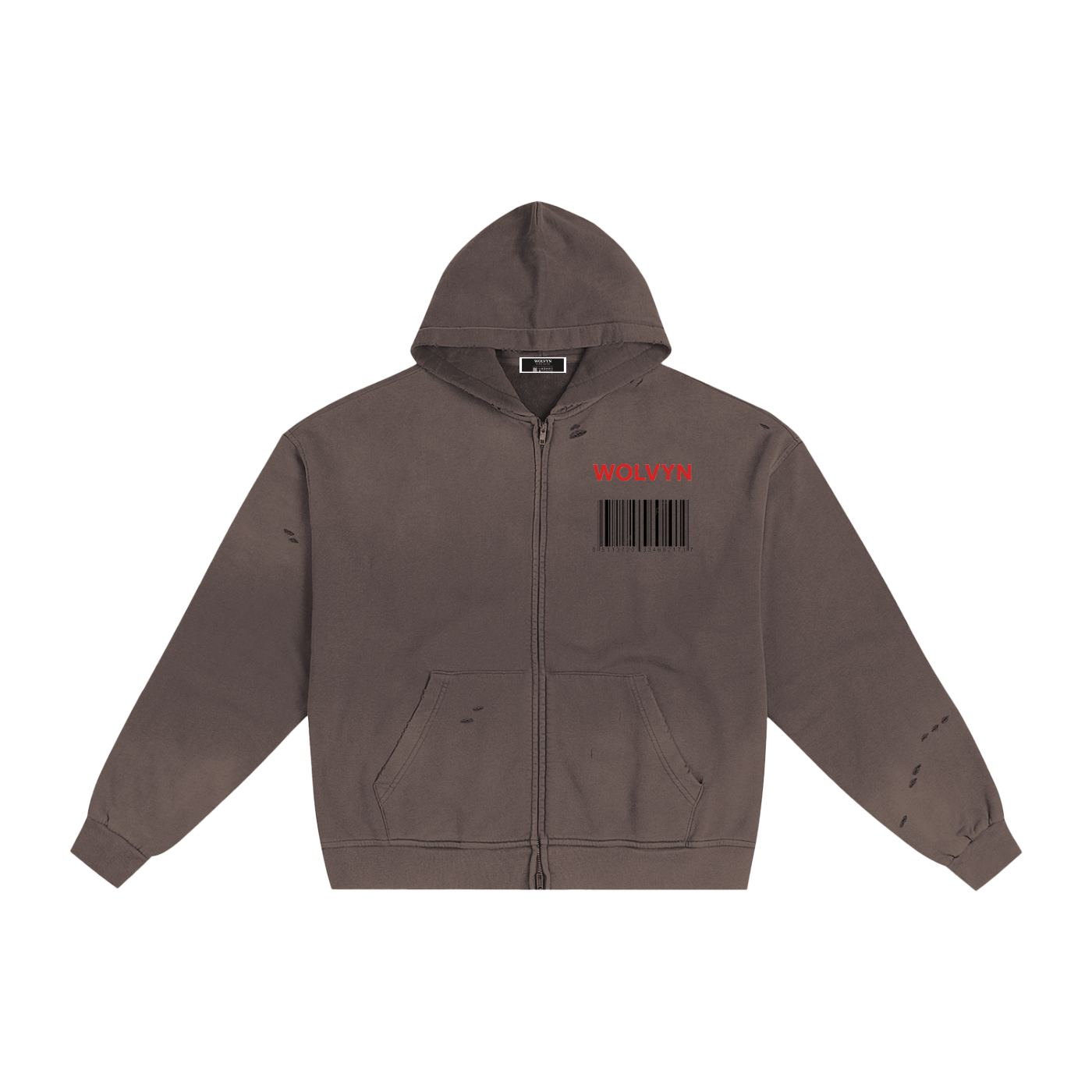 Hand - Frayed Sunfade Zip Hoodie - Wolvyn Apparel