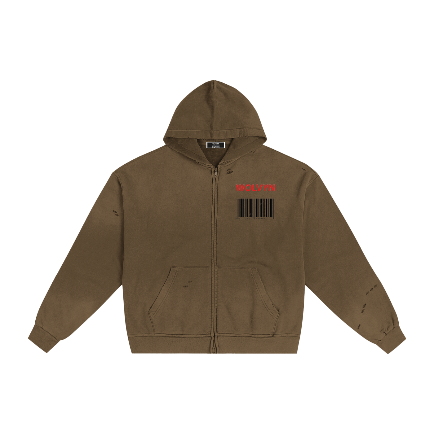 Hand - Frayed Sunfade Zip Hoodie - Wolvyn Apparel