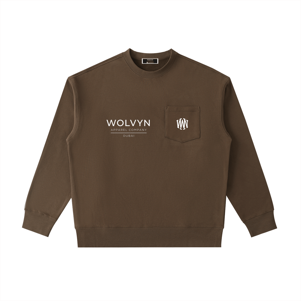Heavyweight Patch Pocket Crewneck Sweatshirt - Wolvyn Apparel