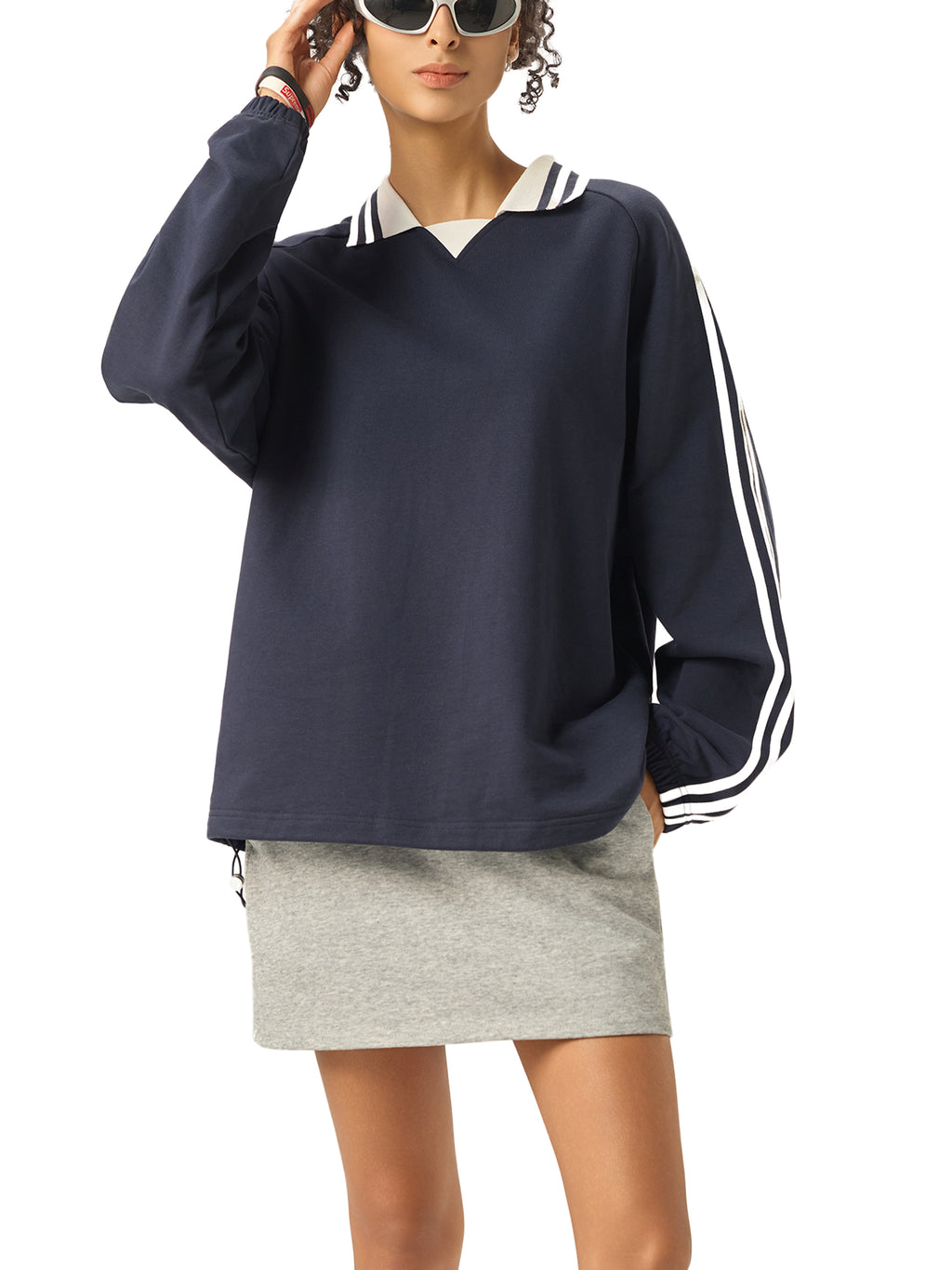 Wolvyn Tennis Club Contrast Striped Lapel Collar Sweatshirt