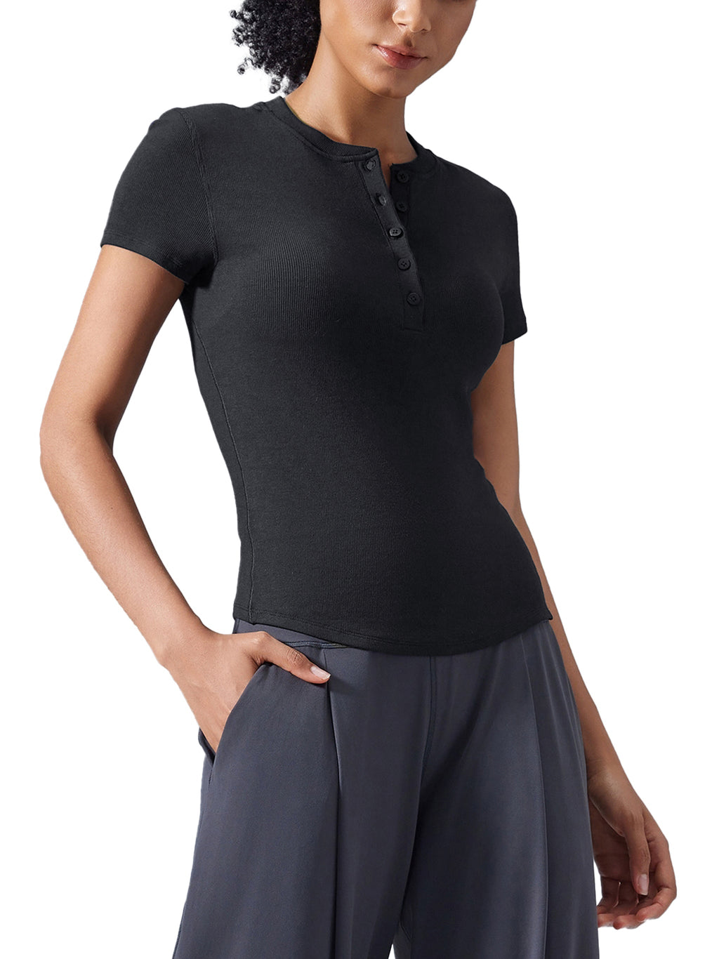 Modal Bodycon Henley Tee - Wolvyn Apparel