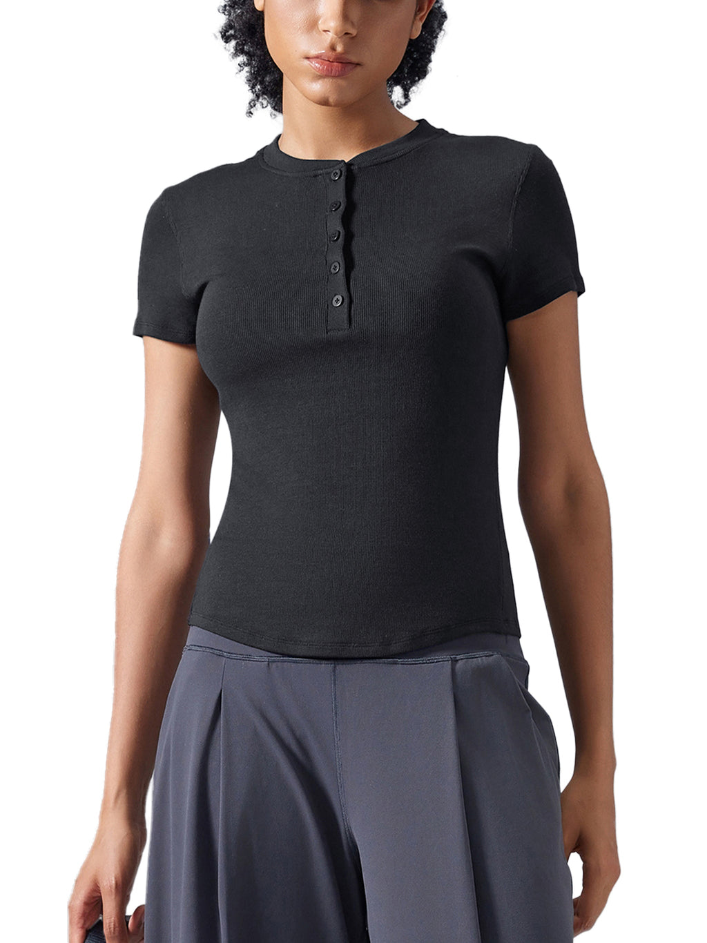 Modal Bodycon Henley Tee - Wolvyn Apparel