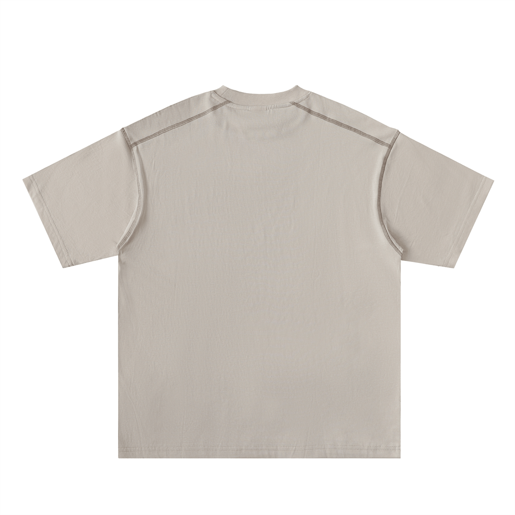 Oversized Contrast - Stitched Cotton Tee - Wolvyn Apparel