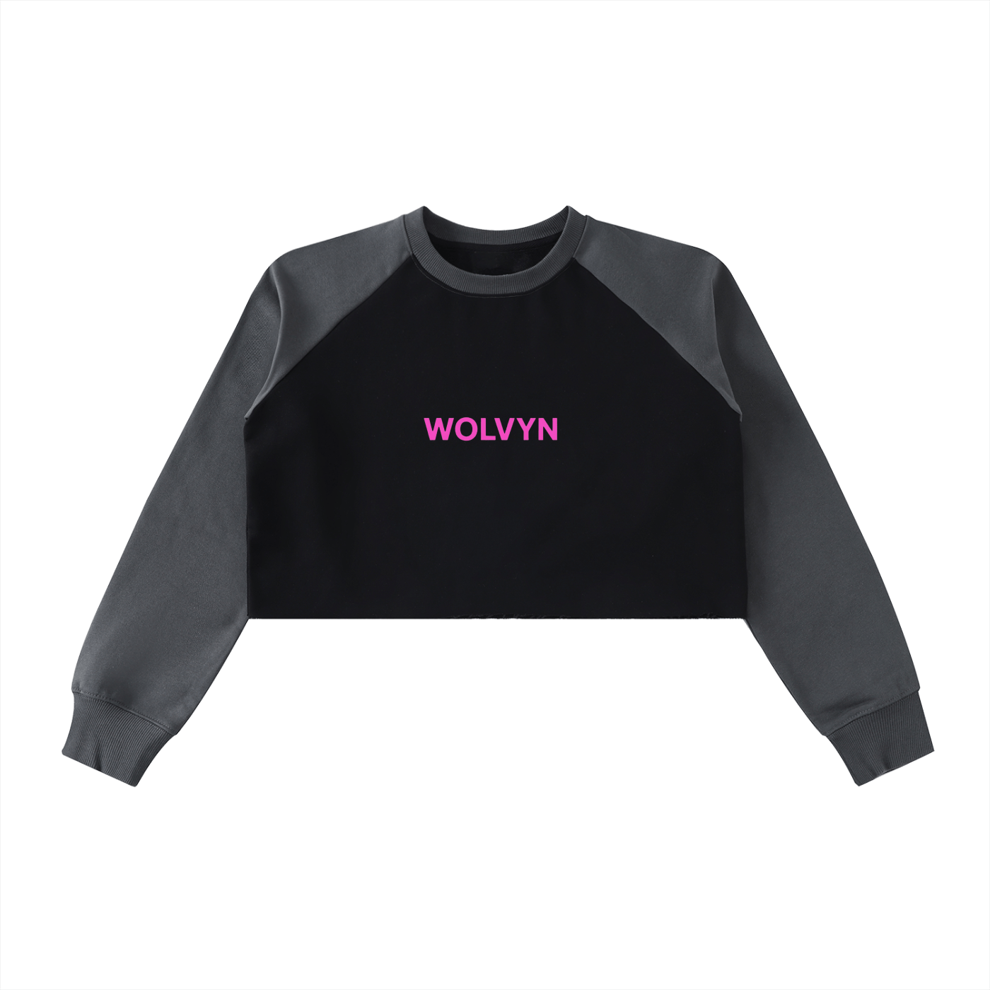Raw - Hem Color - Block Raglan Crop Sweatshirt - Wolvyn Apparel