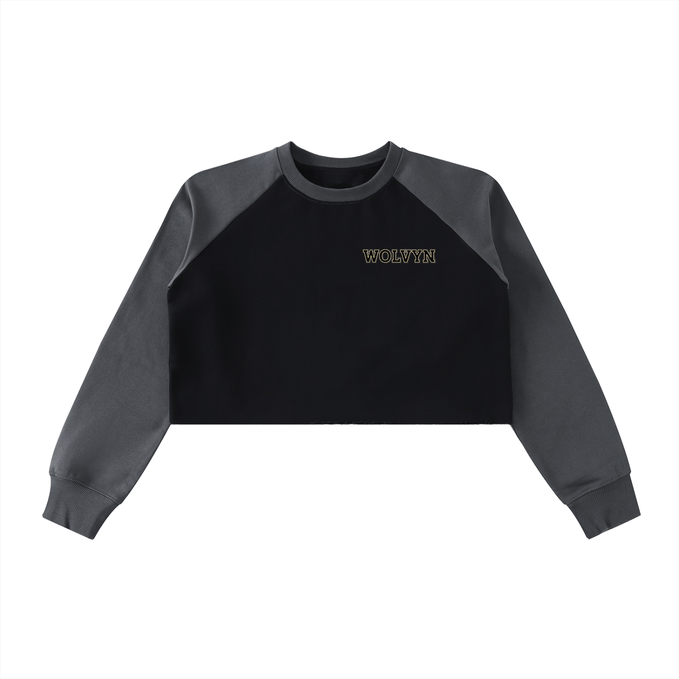 Raw - Hem Color - Block Raglan Crop Sweatshirt - Wolvyn Apparel