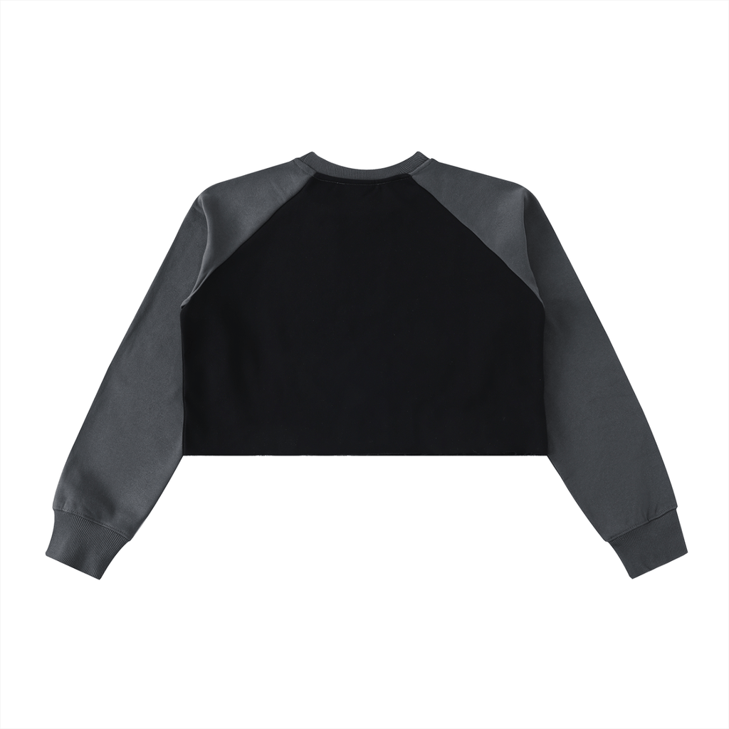Raw - Hem Color - Block Raglan Crop Sweatshirt - Wolvyn Apparel