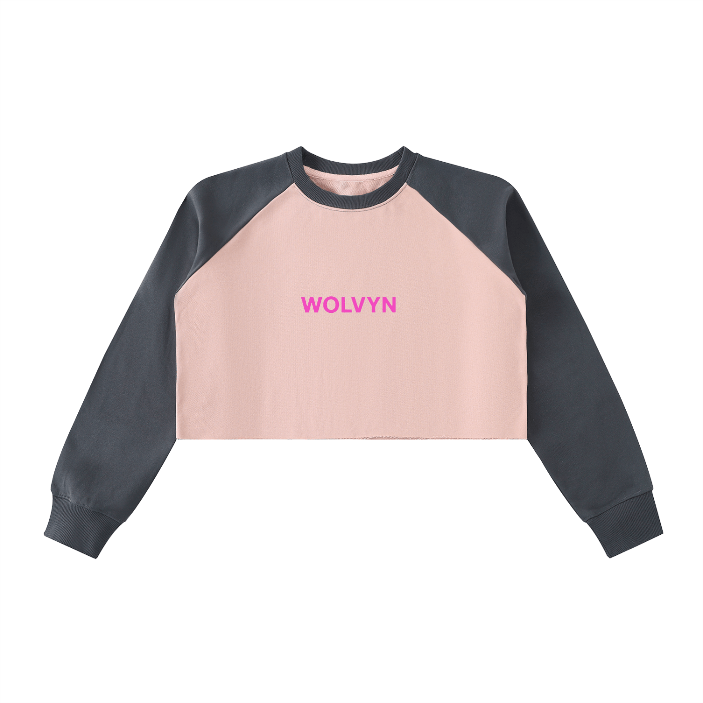 Raw - Hem Color - Block Raglan Crop Sweatshirt - Wolvyn Apparel