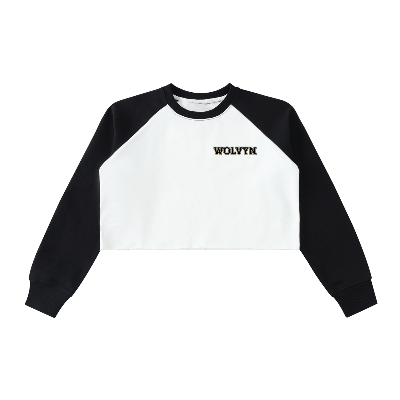 Raw - Hem Color - Block Raglan Crop Sweatshirt - Wolvyn Apparel