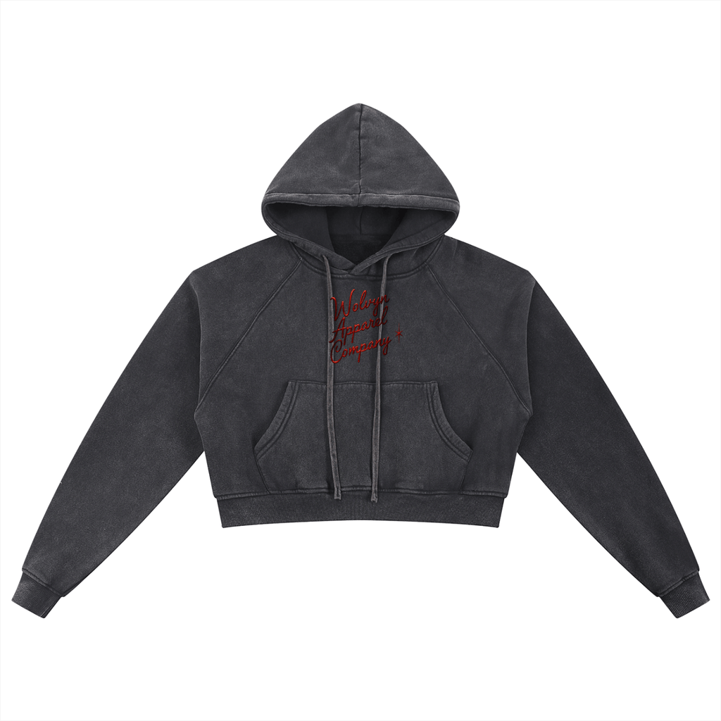 Snow Washed Cropped Hoodie - Wolvyn Apparel