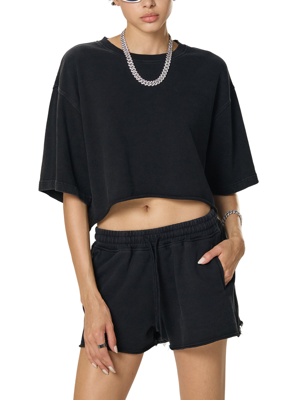 Snow Washed Raw Edge Crop Top - Wolvyn Apparel