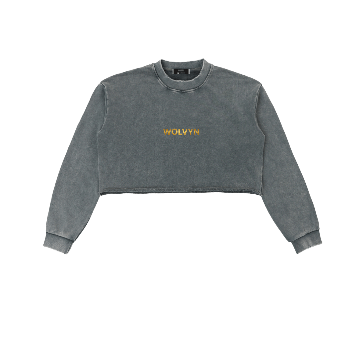 Snow Washed Raw Edge Cropped Sweatshirt - Wolvyn Apparel
