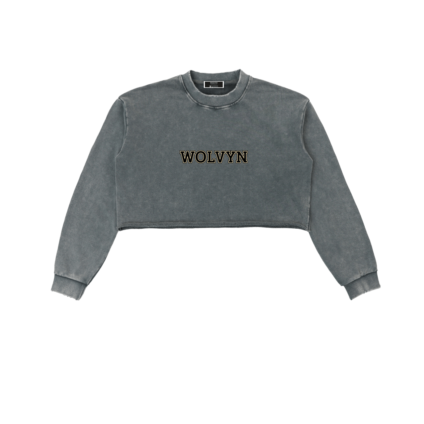 Snow Washed Raw Edge Cropped Sweatshirt - Wolvyn Apparel