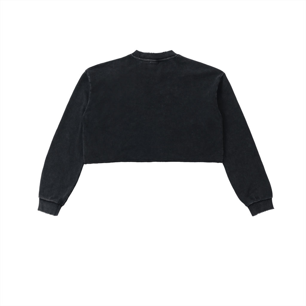 Snow Washed Raw Edge Cropped Sweatshirt - Wolvyn Apparel