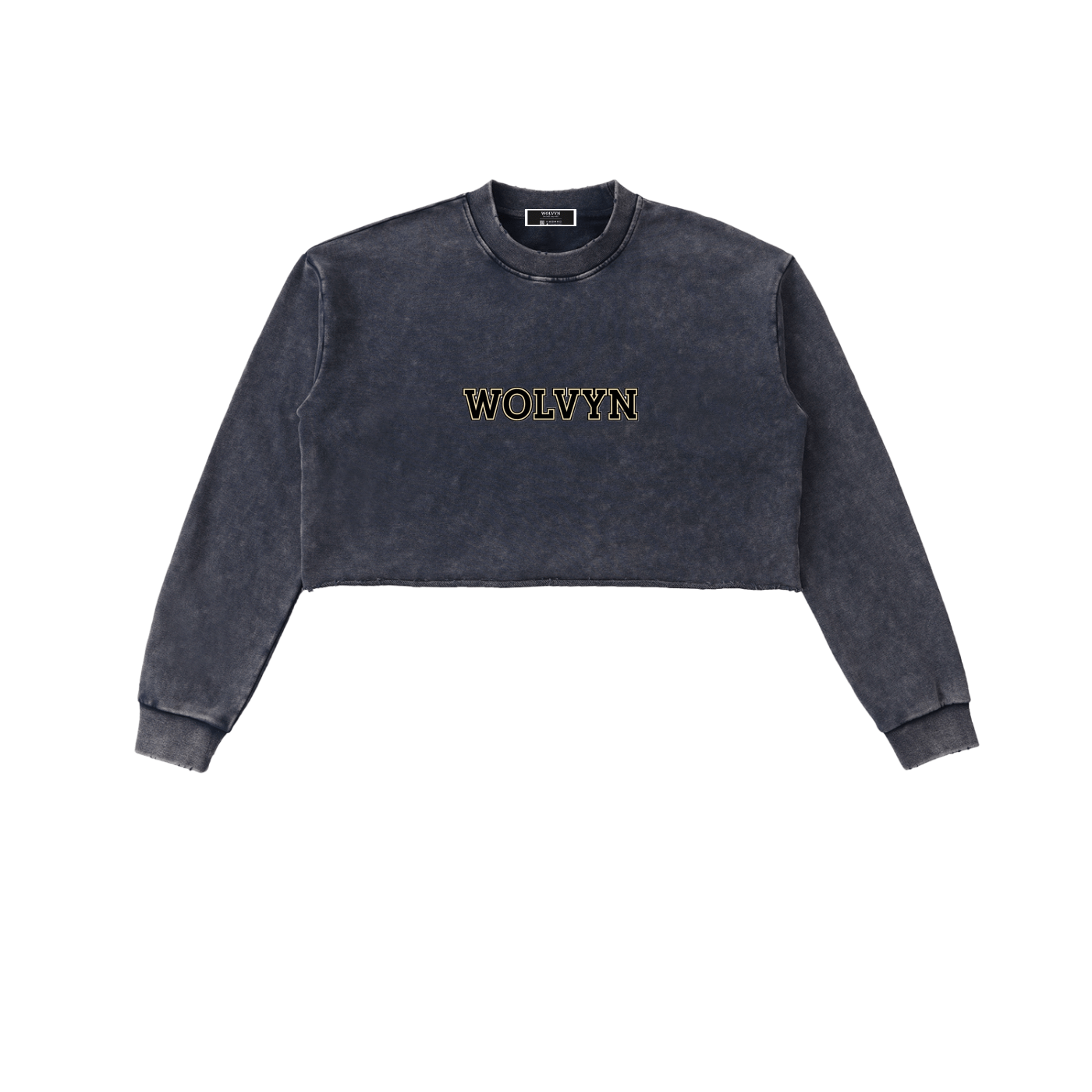 Snow Washed Raw Edge Cropped Sweatshirt - Wolvyn Apparel