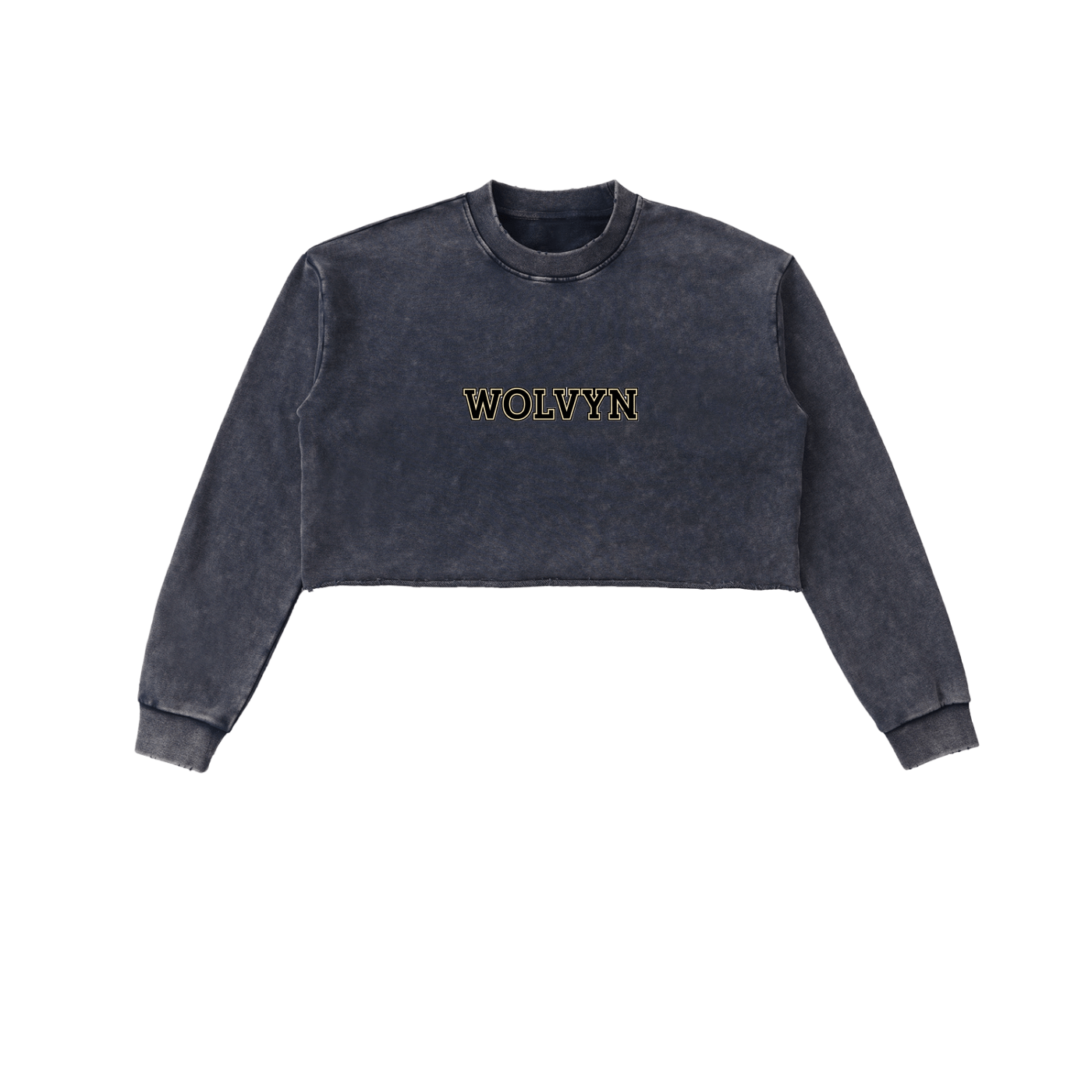 Snow Washed Raw Edge Cropped Sweatshirt - Wolvyn Apparel