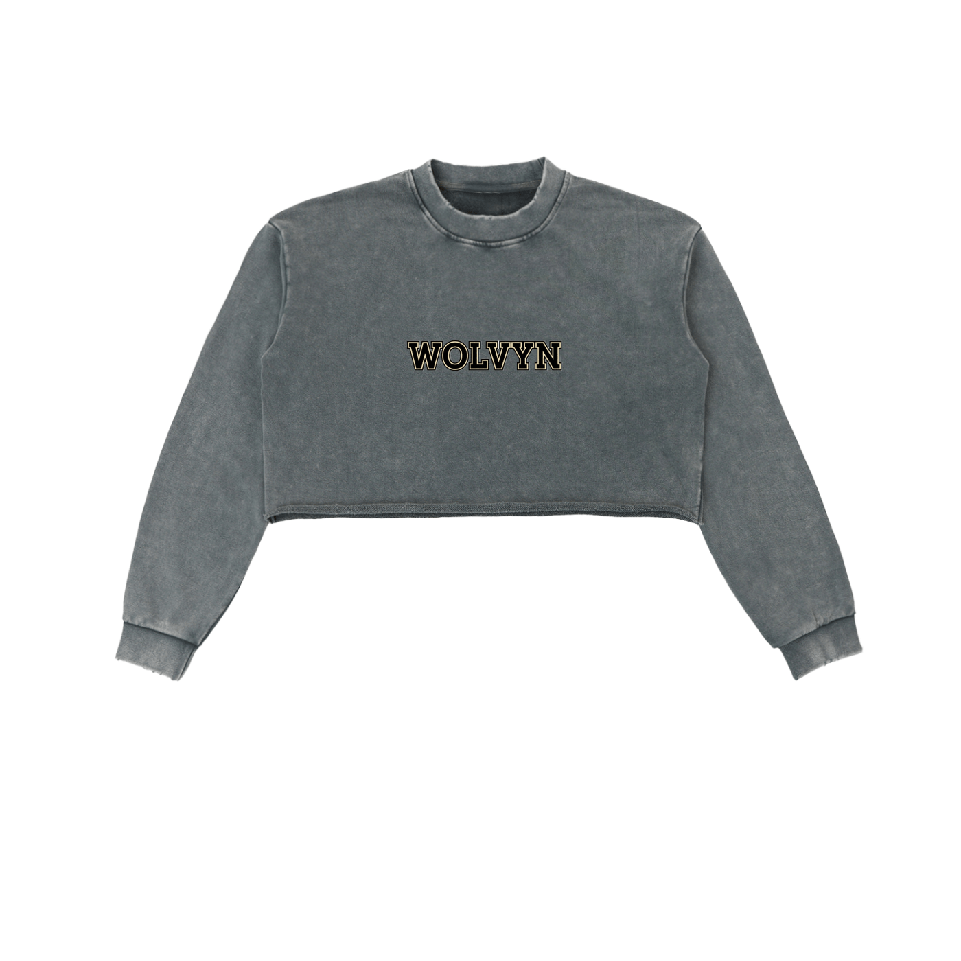 Snow Washed Raw Edge Cropped Sweatshirt - Wolvyn Apparel