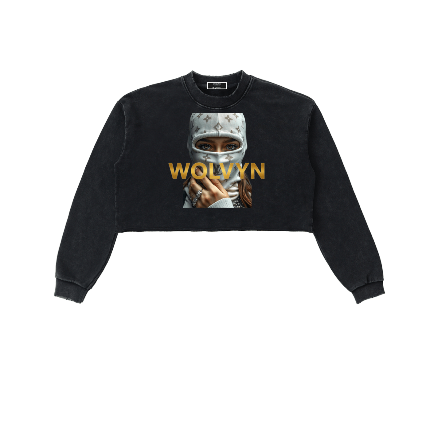 Snow Washed Raw Edge Cropped Sweatshirt - Wolvyn Apparel