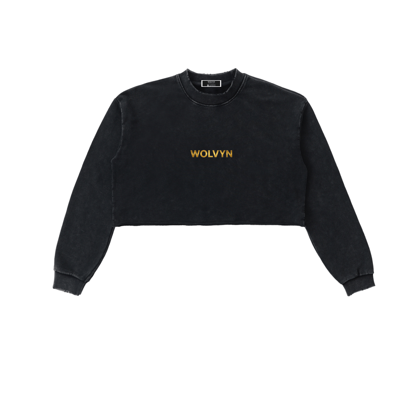Snow Washed Raw Edge Cropped Sweatshirt - Wolvyn Apparel