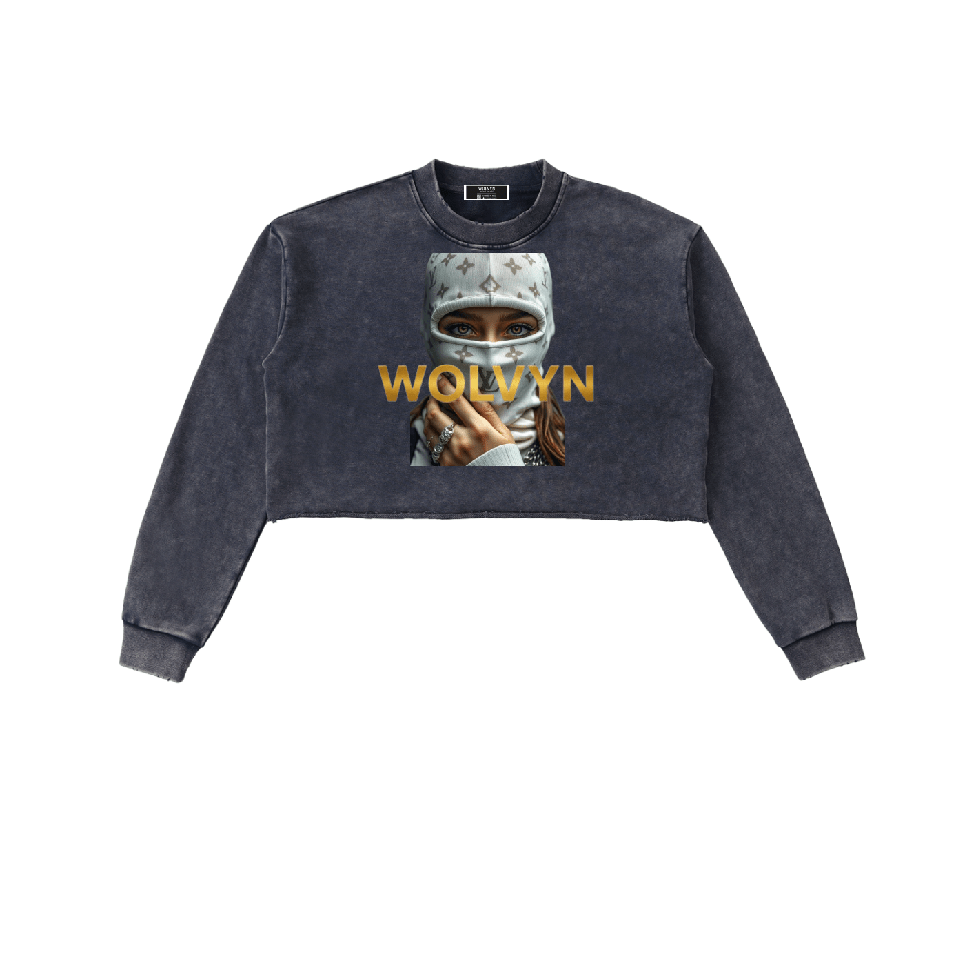 Snow Washed Raw Edge Cropped Sweatshirt - Wolvyn Apparel