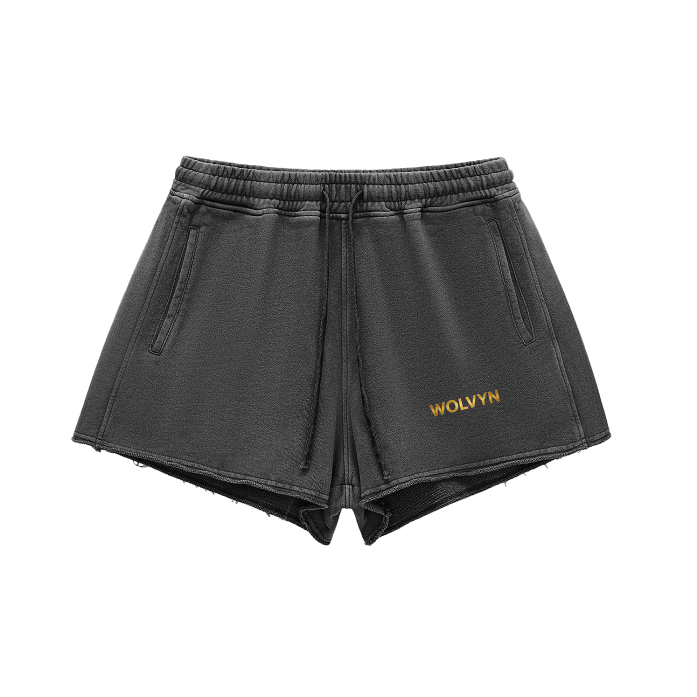 Snow Washed Raw Edge Drawstring Shorts - Wolvyn Apparel