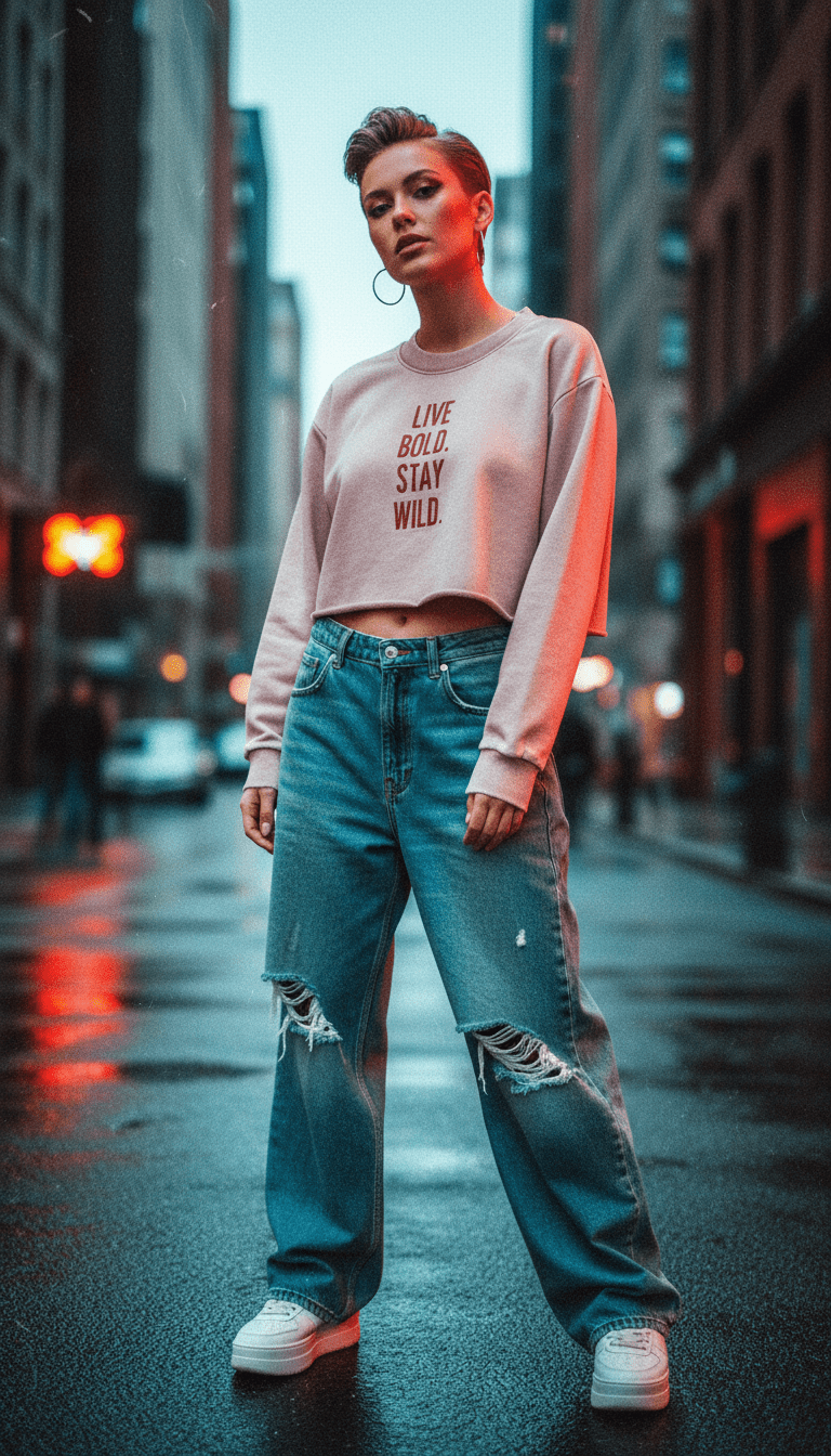 Snowwash Crop Sweatshirt - Wolvyn Apparel