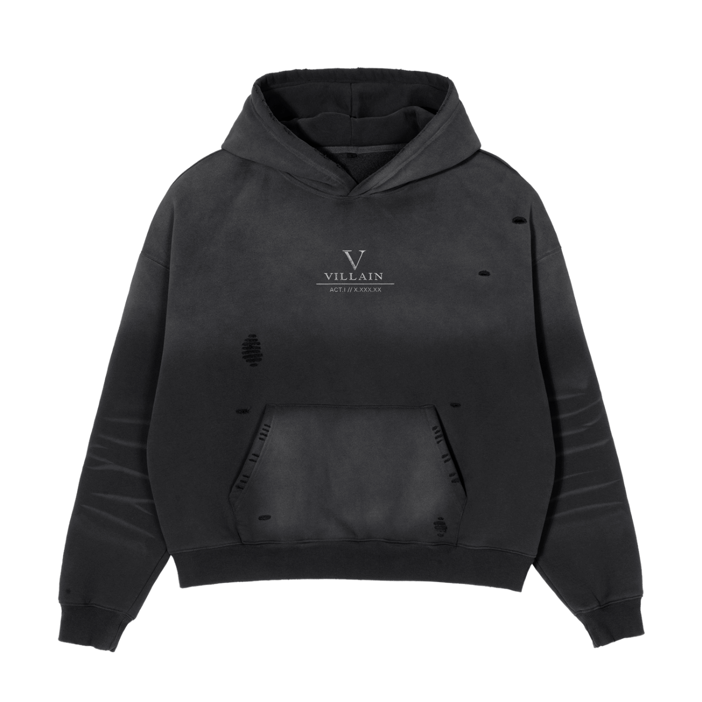 Villain by Wolvyn - Frayed Sunfade Boxy Fleece Hoodie - Wolvyn Apparel