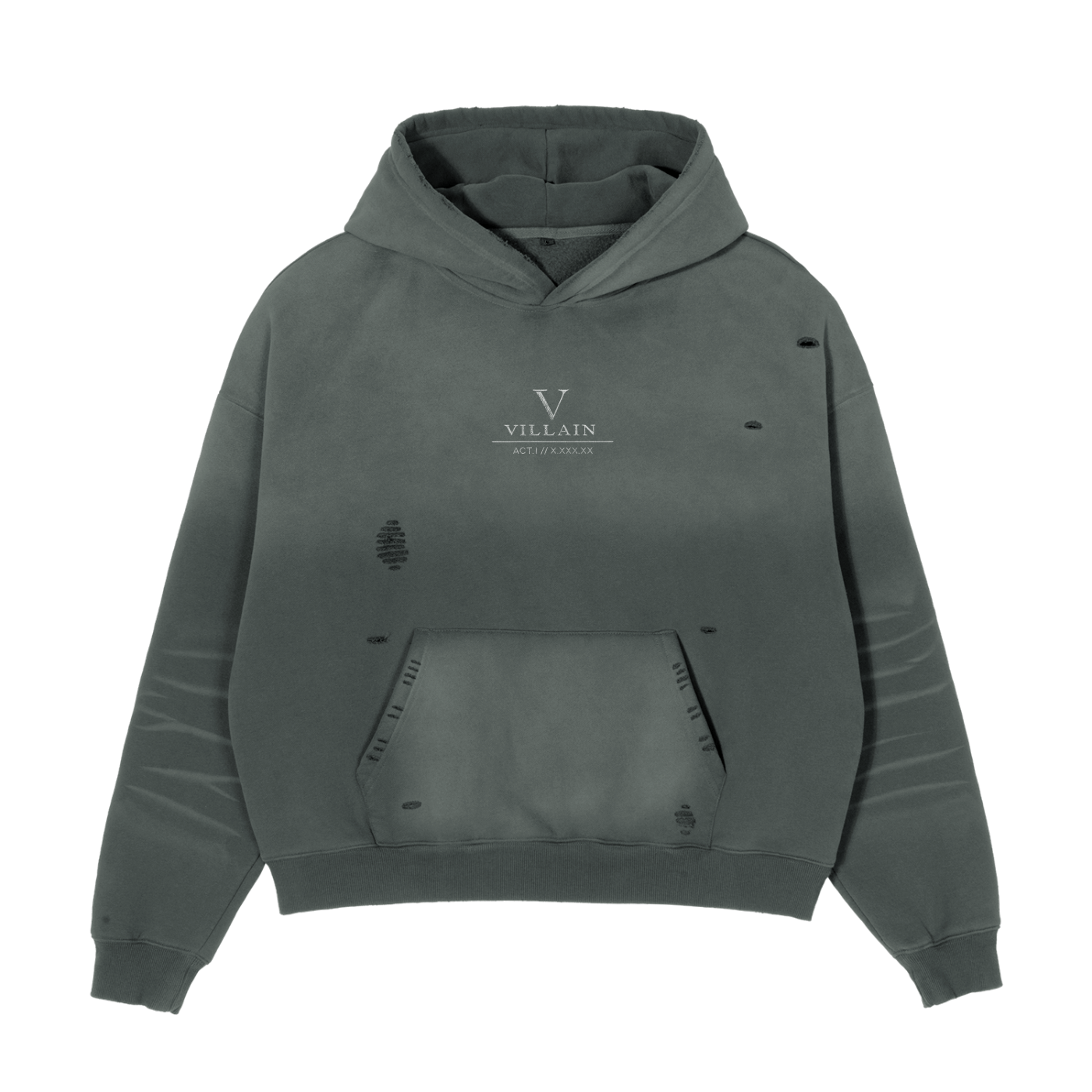 Villain by Wolvyn - Frayed Sunfade Boxy Fleece Hoodie - Wolvyn Apparel