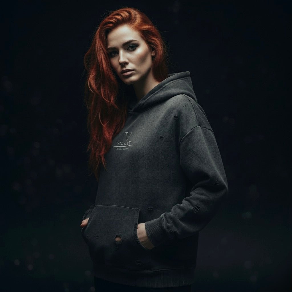 Villain by Wolvyn - Frayed Sunfade Boxy Fleece Hoodie - Wolvyn Apparel