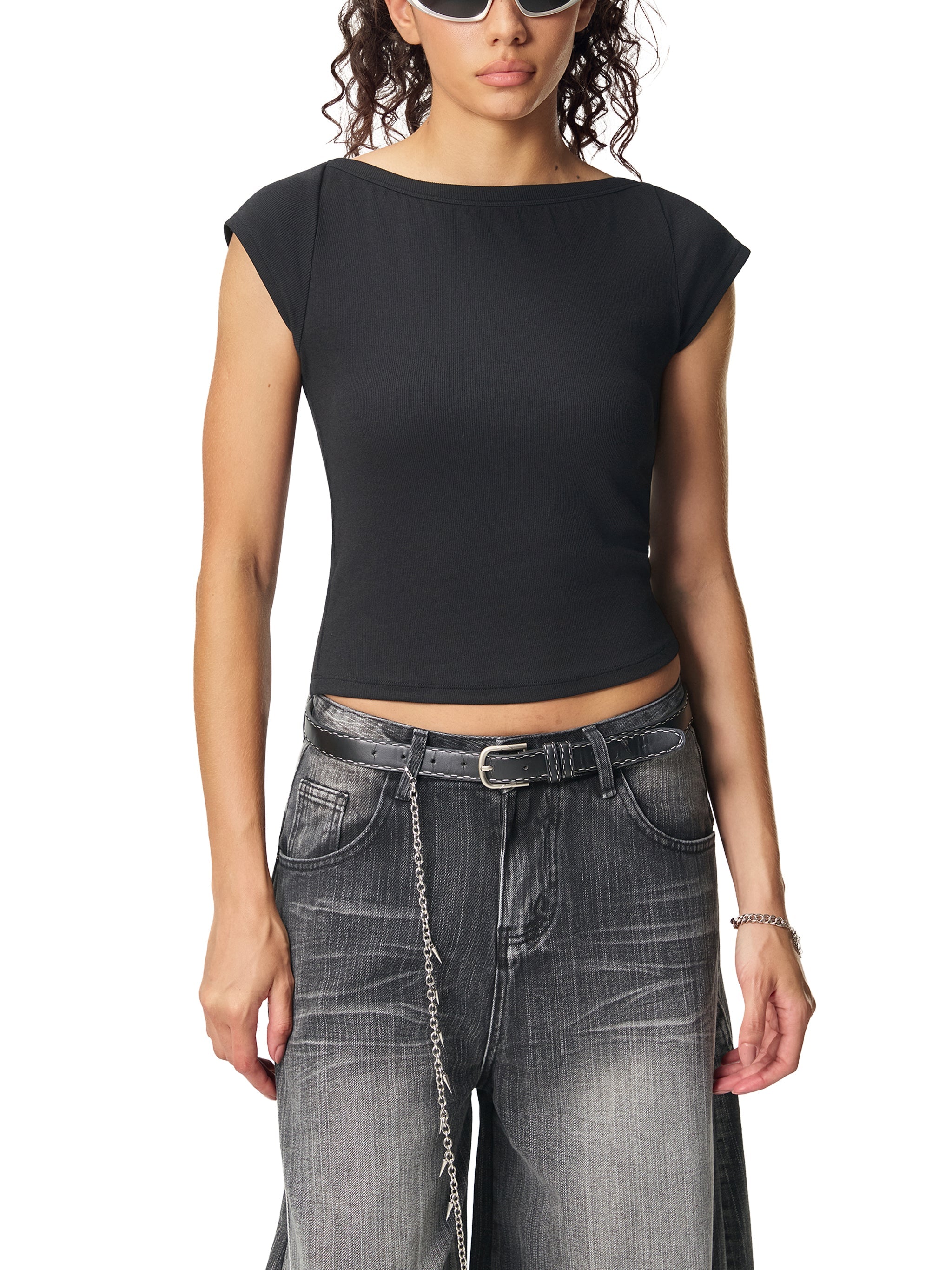 Wide - Neck Triblend Crop Tee - Wolvyn Apparel