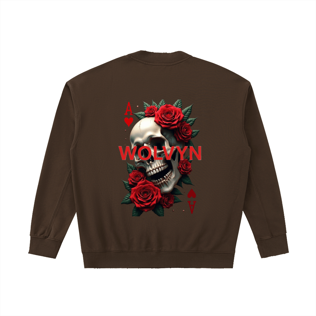 Wolvyn Ace of Roses Drop Shoulder Crewneck Sweatshirt - Wolvyn Apparel