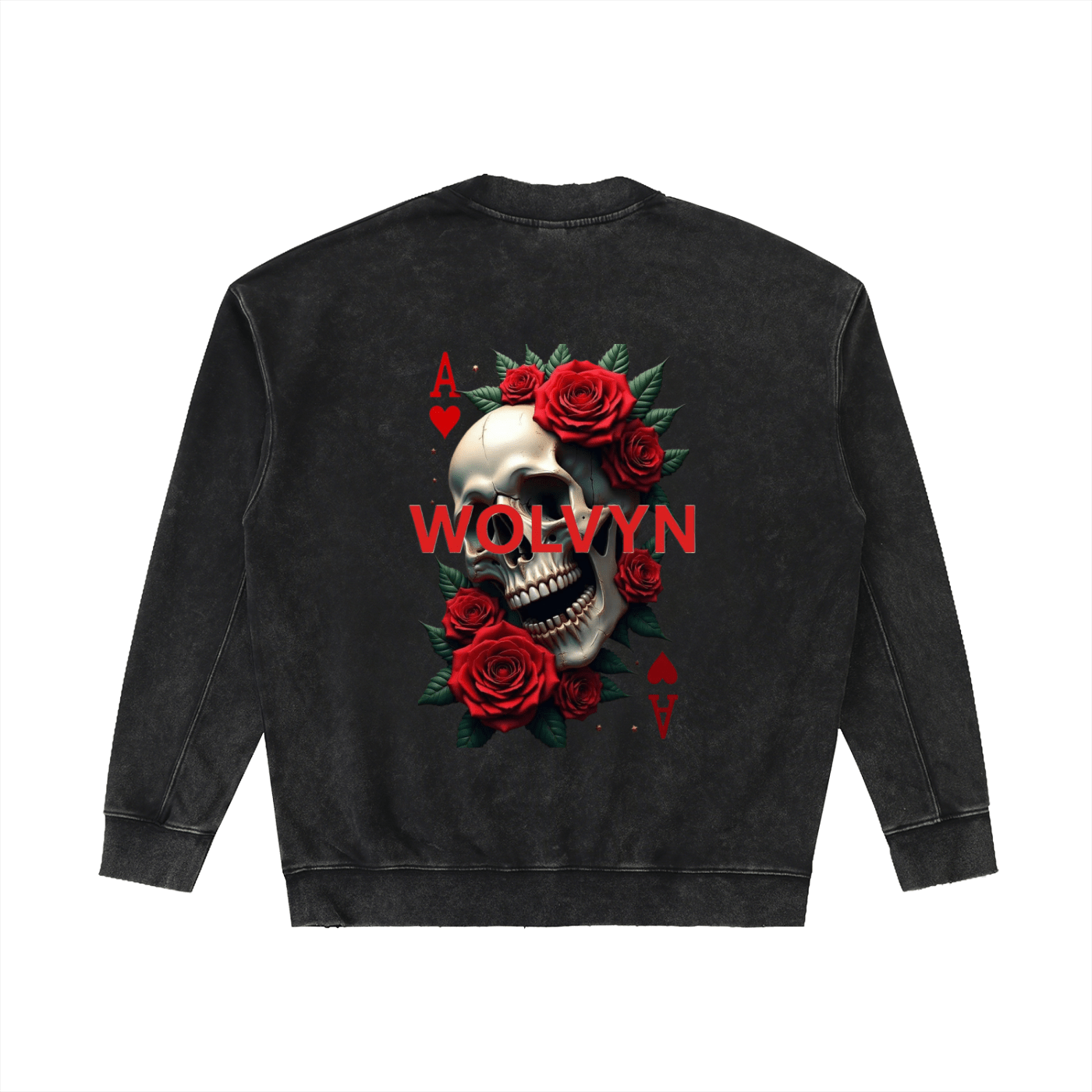 Wolvyn Ace of Roses Drop Shoulder Crewneck Sweatshirt - Wolvyn Apparel