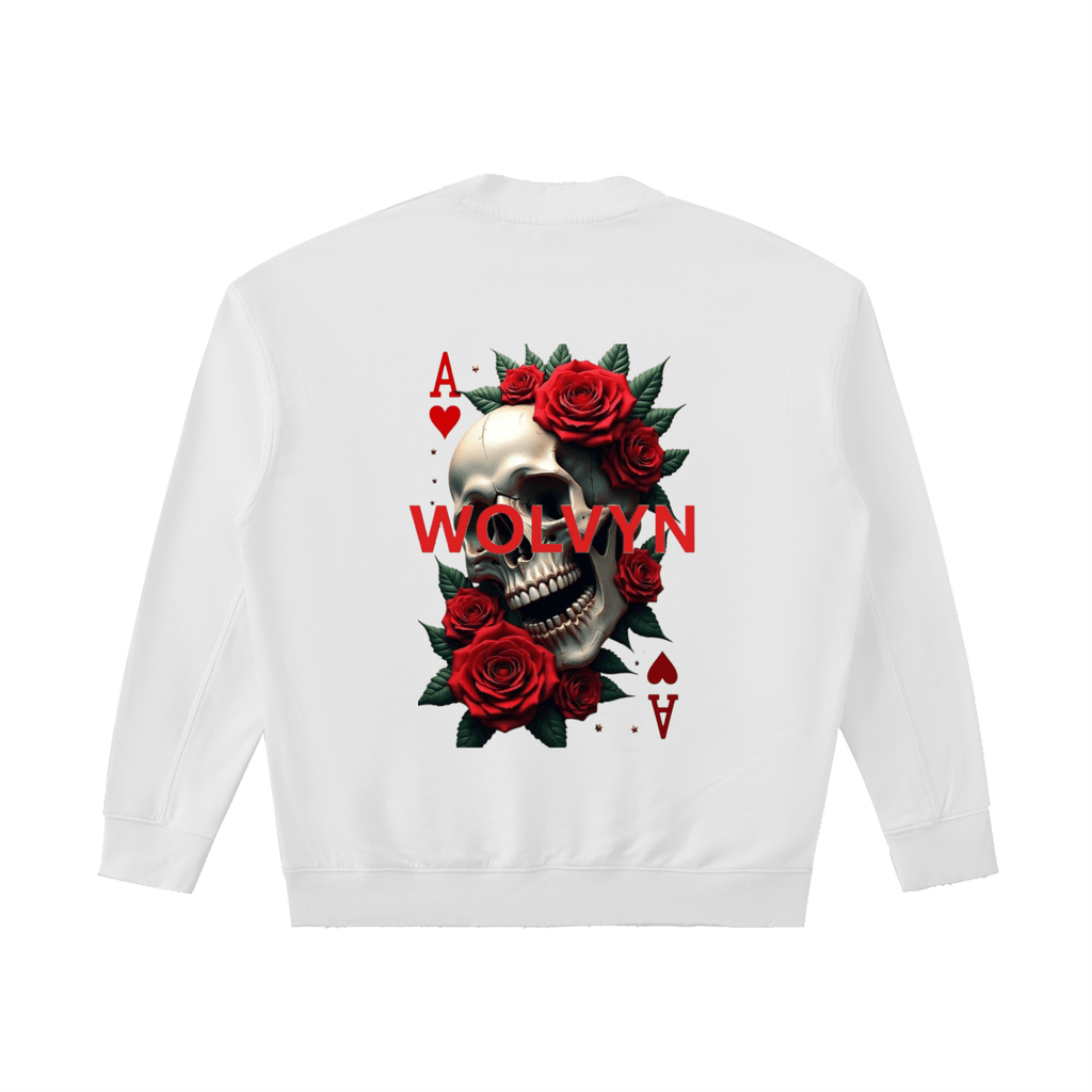 Wolvyn Ace of Roses Drop Shoulder Crewneck Sweatshirt - Wolvyn Apparel