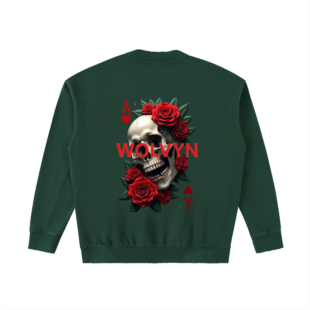 Wolvyn Ace of Roses Drop Shoulder Crewneck Sweatshirt - Wolvyn Apparel