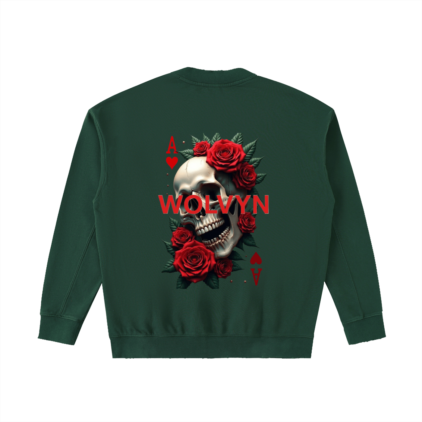 Wolvyn Ace of Roses Drop Shoulder Crewneck Sweatshirt - Wolvyn Apparel