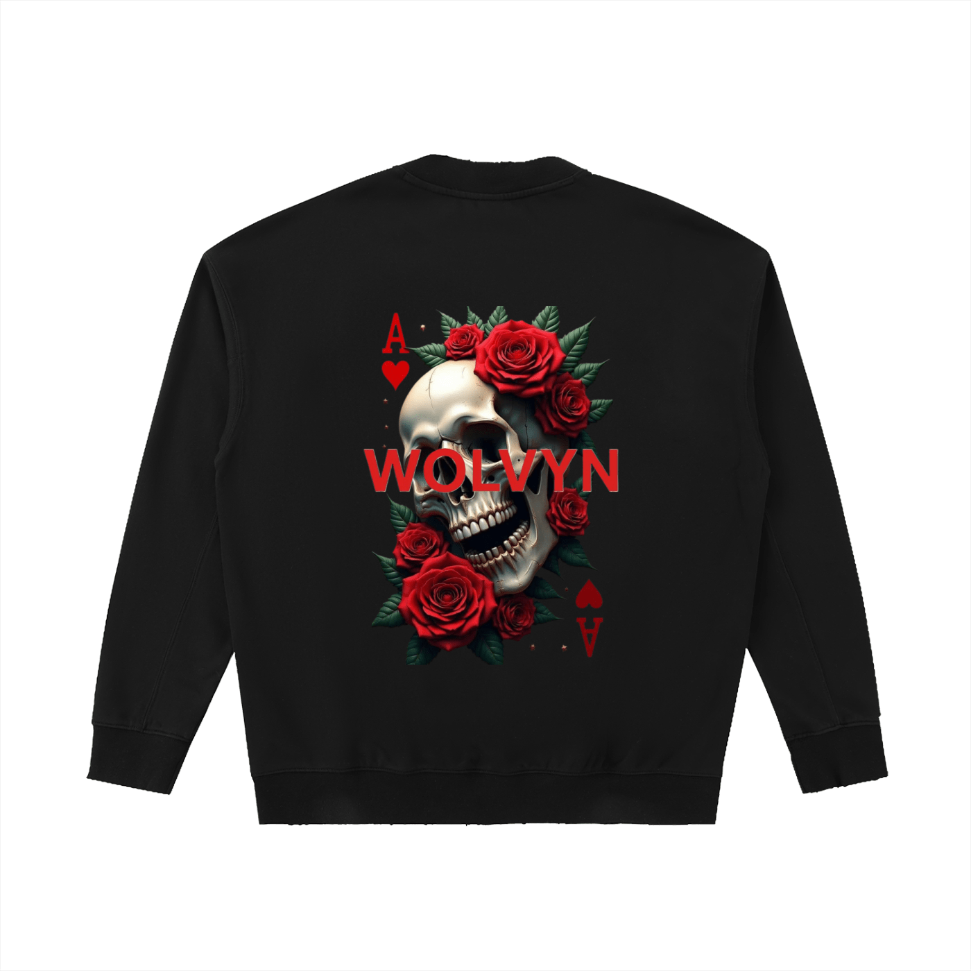 Wolvyn Ace of Roses Drop Shoulder Crewneck Sweatshirt - Wolvyn Apparel