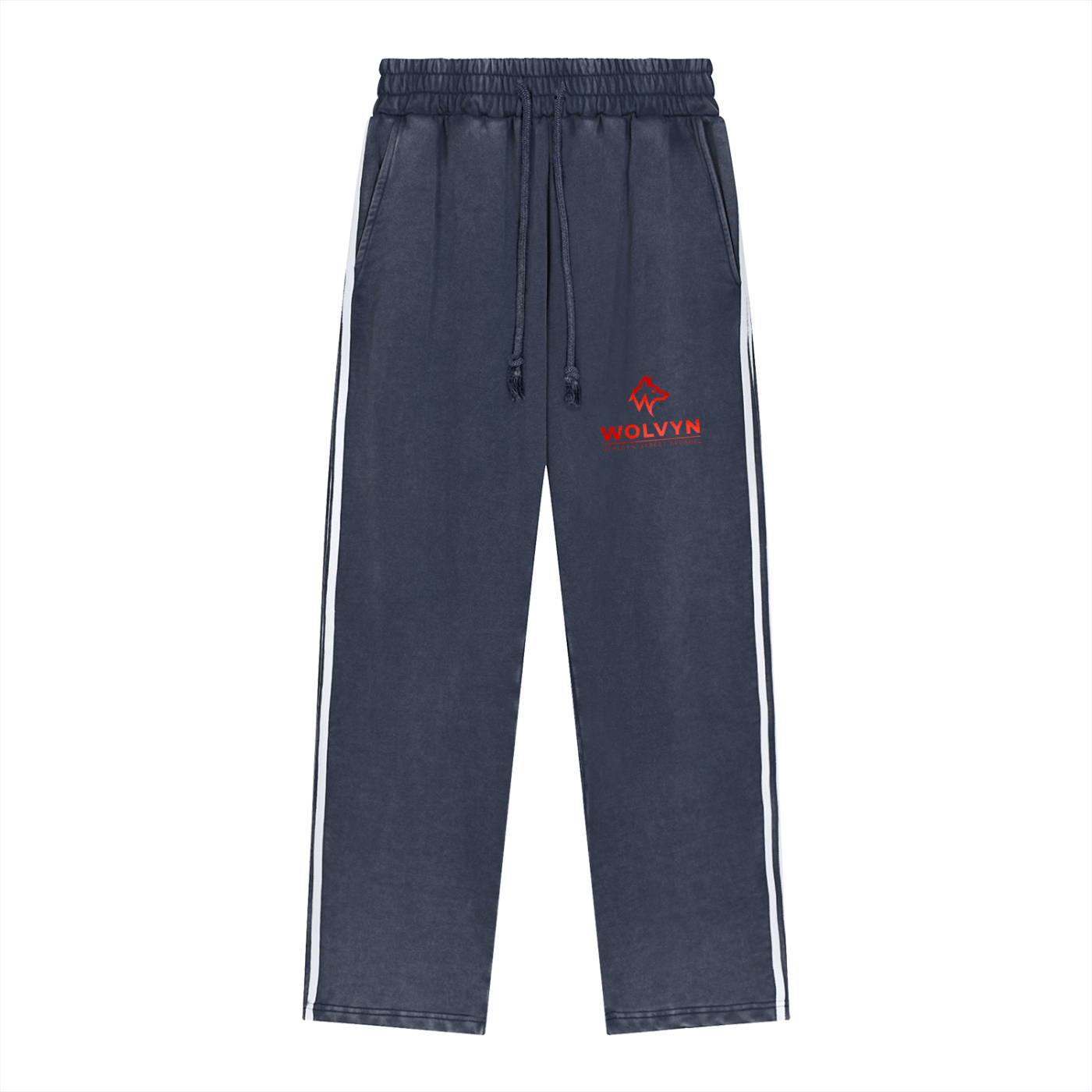 Wolvyn Athletic Street Club Snow Washed Contrast Tape Sweatpants - Wolvyn Apparel