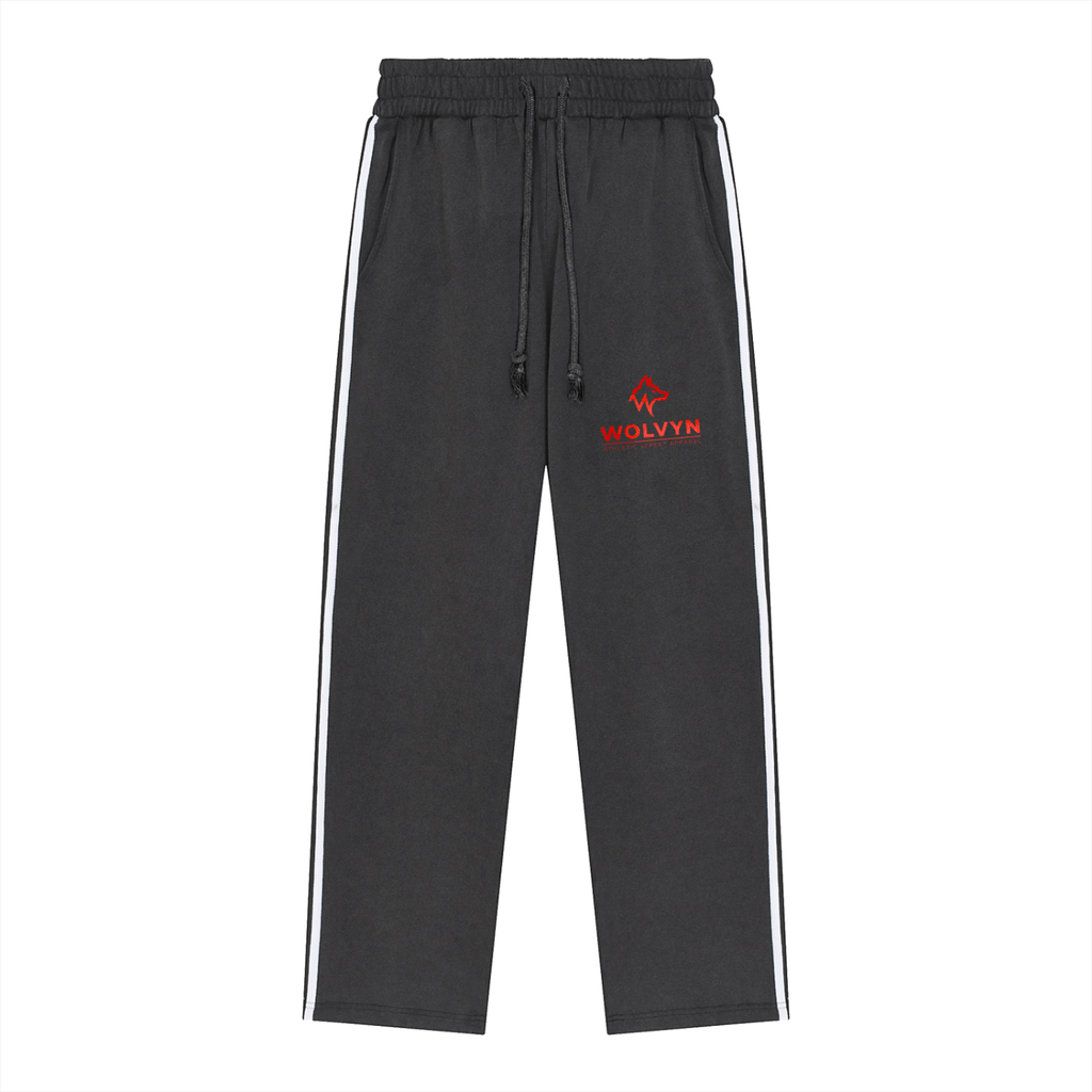 Wolvyn Athletic Street Club Snow Washed Contrast Tape Sweatpants - Wolvyn Apparel
