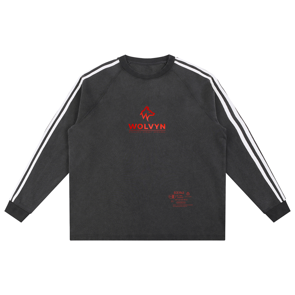 Wolvyn Athletic Street Club - Snow Washed Contrast Tape Sweatshirt - Wolvyn Apparel