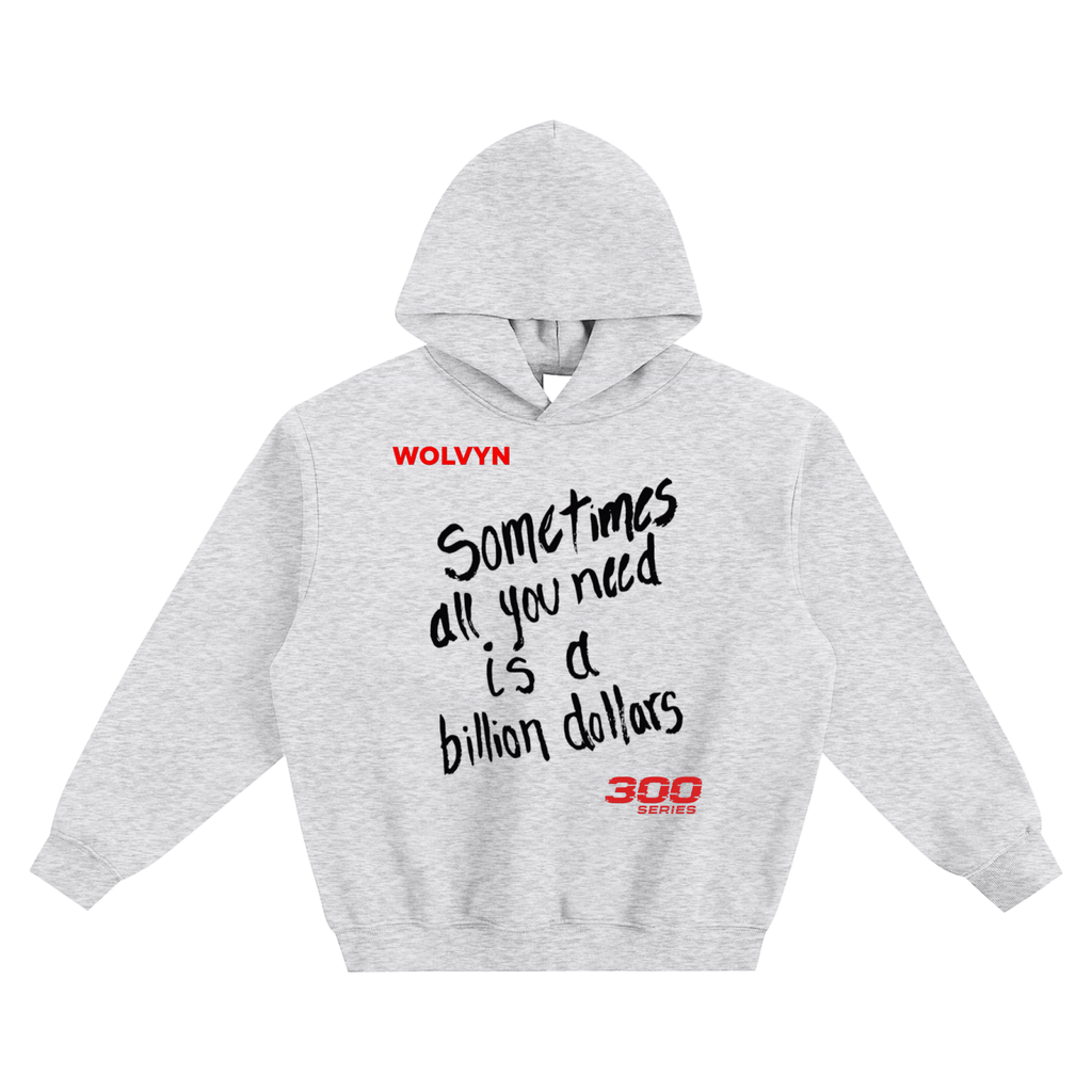 Wolvyn Billions Fleeced Boxy Hoodie unisex thick fleece 350 g/m² hooded drop shoulder front print 40x52 cm