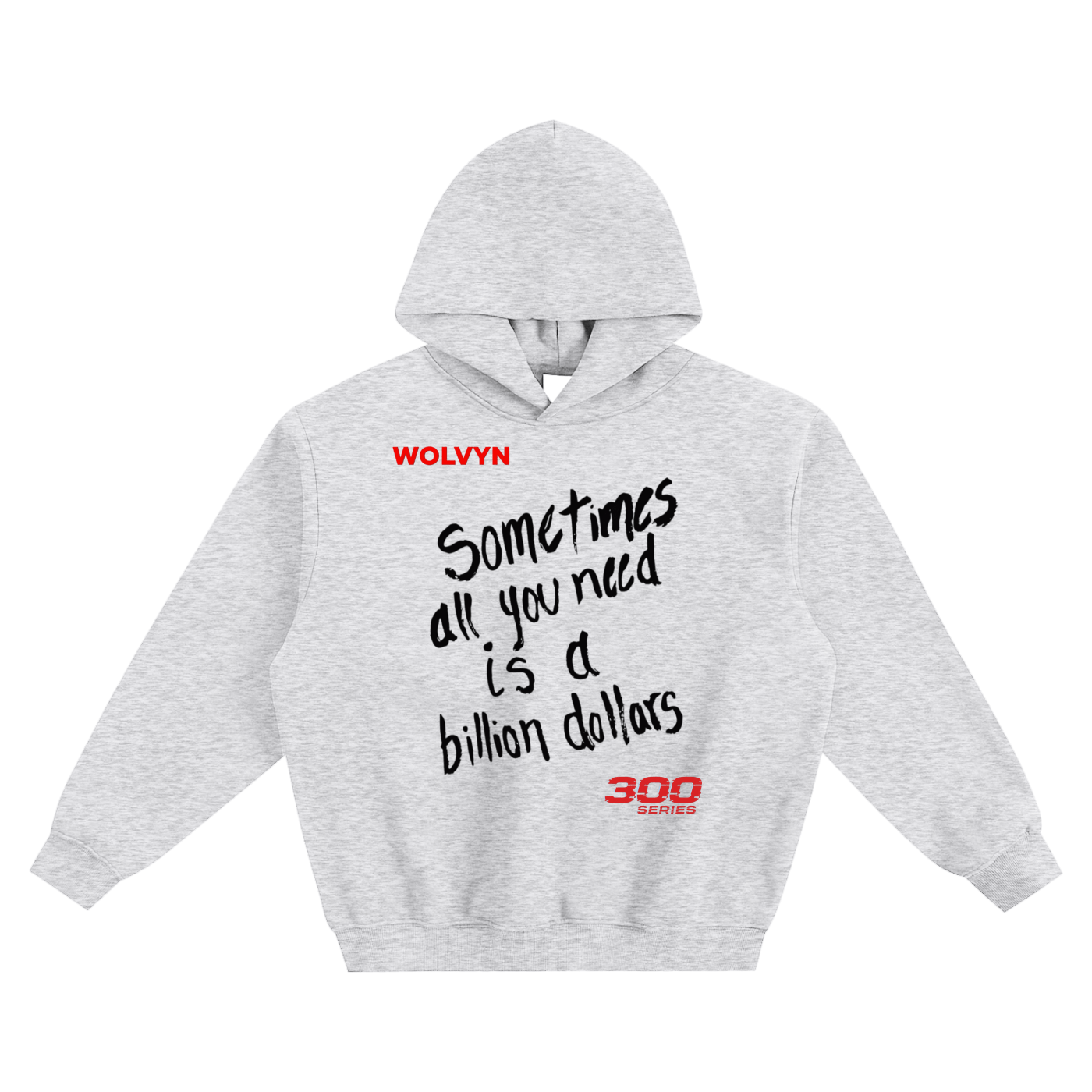 Wolvyn Billions Fleeced Boxy Hoodie unisex thick fleece 350 g/m² hooded drop shoulder front print 40x52 cm