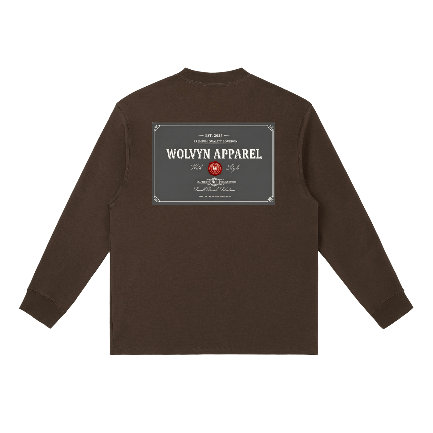 Wolvyn Bourbon Essential Crewneck Long - Sleeve T-Shirt - Wolvyn Apparel