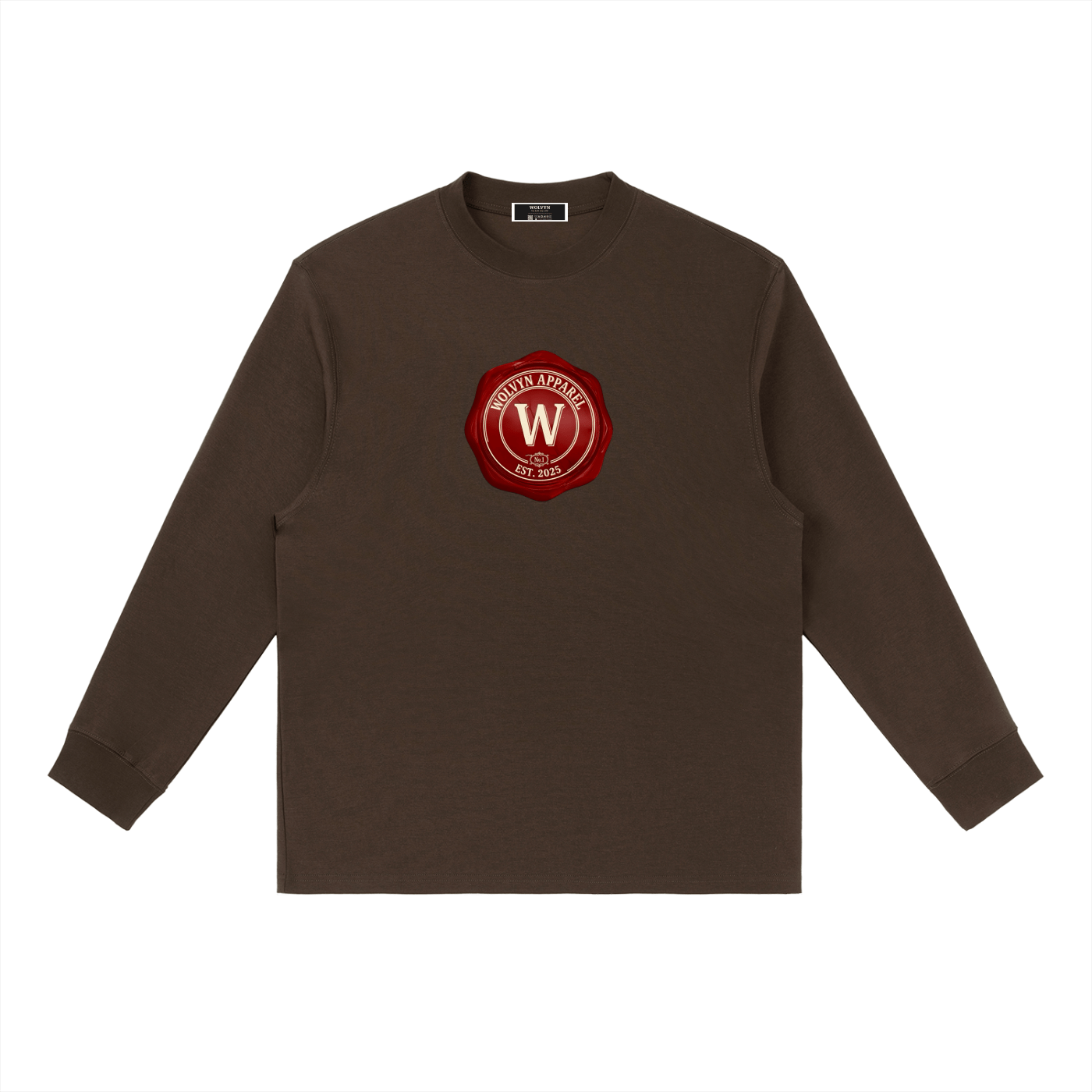 Wolvyn Bourbon Essential Crewneck Long - Sleeve T-Shirt - Wolvyn Apparel