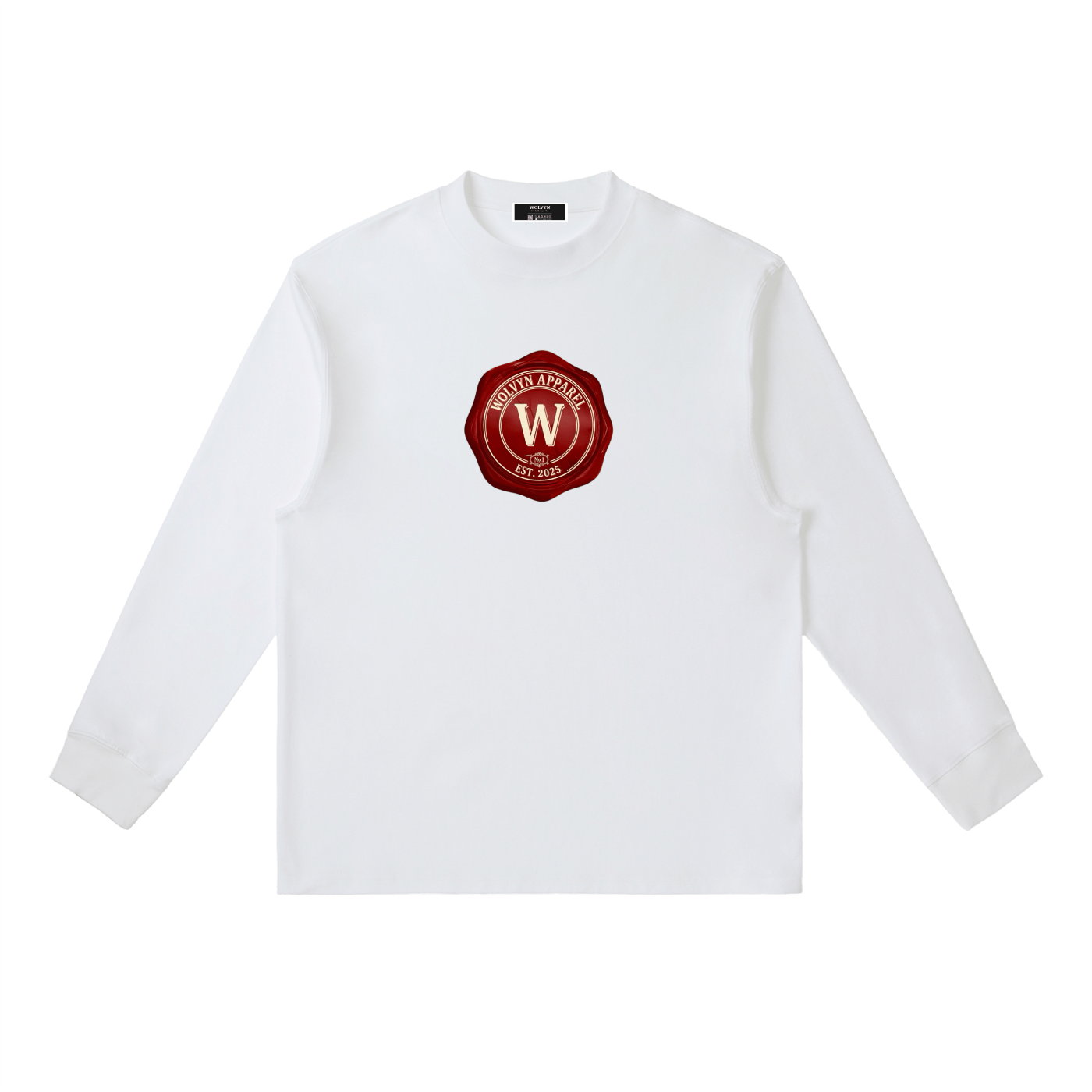 Wolvyn Bourbon Essential Crewneck long-sleeve shirt bourbon color 85% cotton 15% polyester drop shoulder round neck 40x52cm print