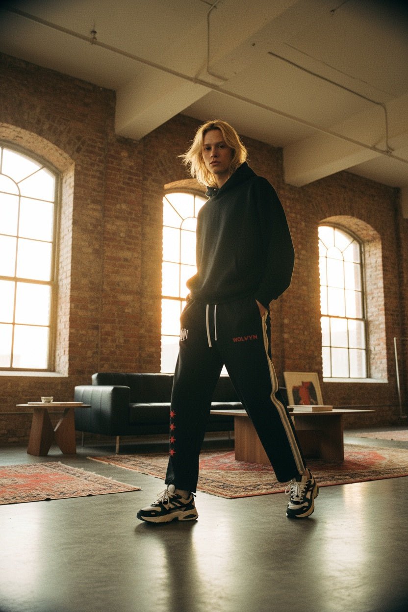 Wolvyn Chi straight-leg pants with contrast side stripe drawstring mid waist 65.6% cotton blend