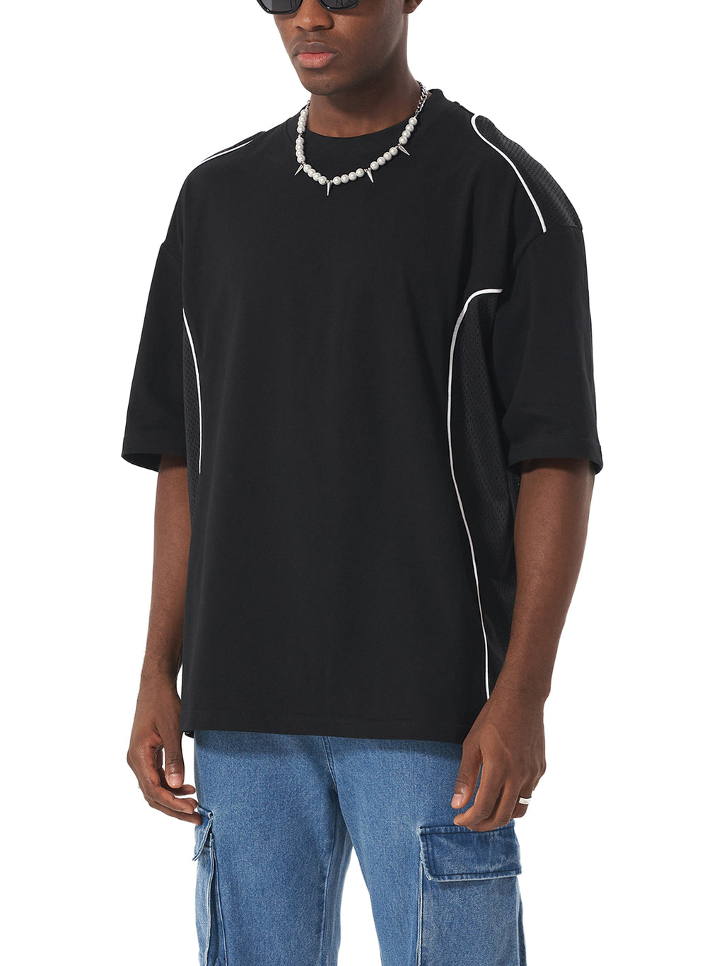 Wolvyn Contrast Piped Panel T-Shirt - Wolvyn Apparel